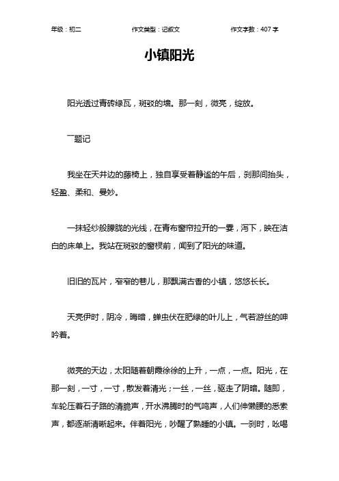 小镇阳光作文【初中初二400字】