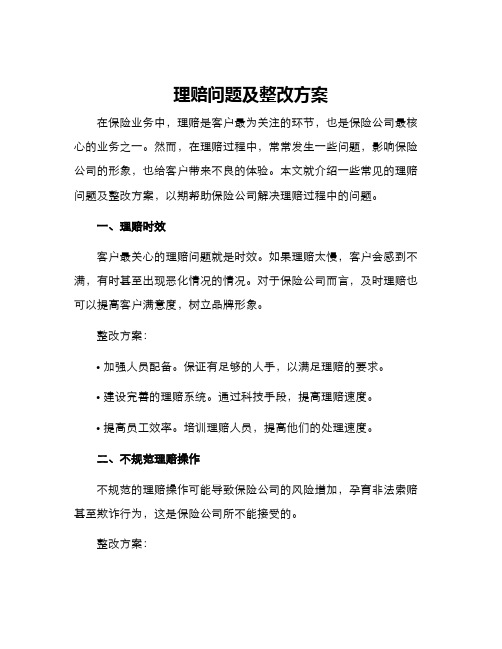 理赔问题及整改方案