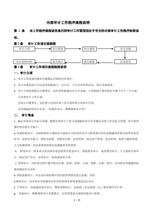 上市公司内部审计工作程序流程说明.