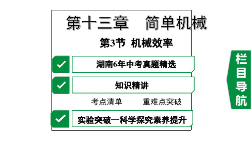 2020年湖南中考物理考点复习第十三章简单机械第3节 机械效率