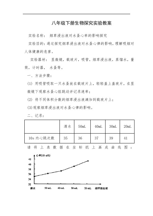 烟草浸出液对水蚤心率的影响探究教案