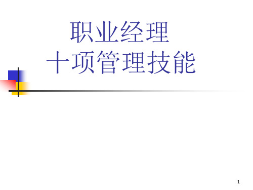 职业经理---十项管理技能