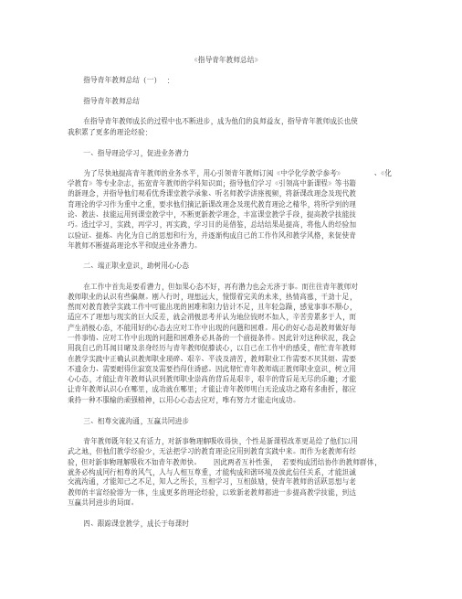 指导青年教师总结12篇