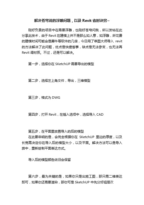 解决苍穹说的浮雕问题，以及Revit省时诀窍~