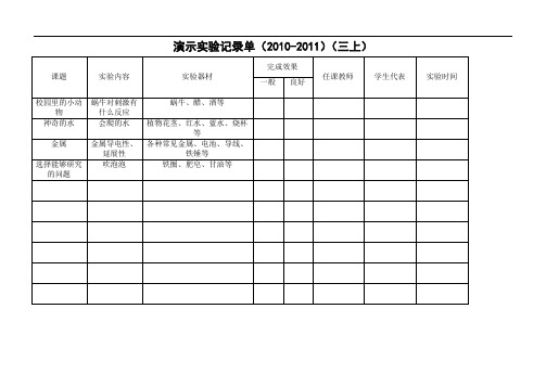 小学科学演示与分组实验记录单