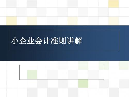 12年继续教育--小企业会计准则讲解