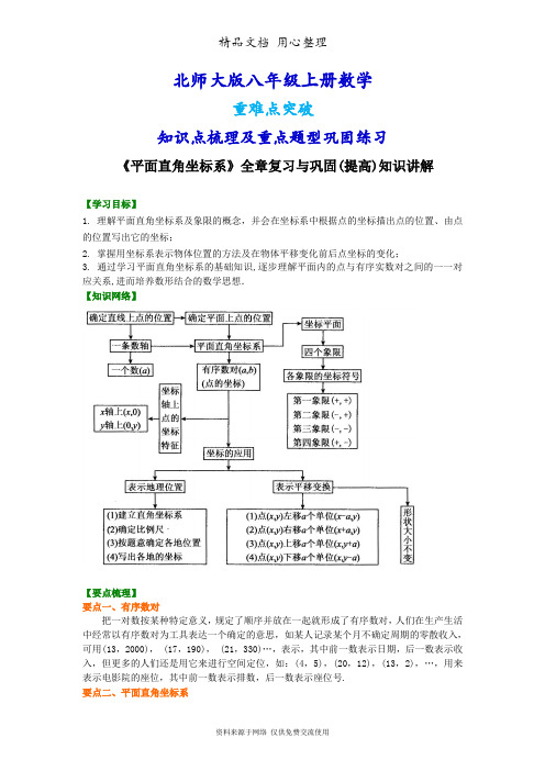 北师大版八年级上册数学[《平面直角坐标系》全章复习与巩固(提高版)知识点整理及重点题型梳理]