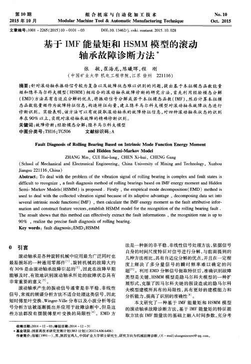 基于IMF能量矩和HSMM模型的滚动轴承故障诊断方法