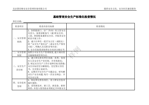 安全生产标准化检查表