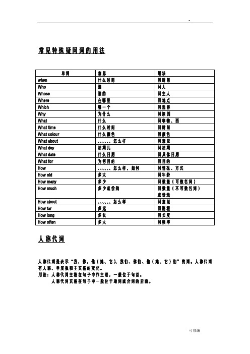 常见特殊疑问词用法