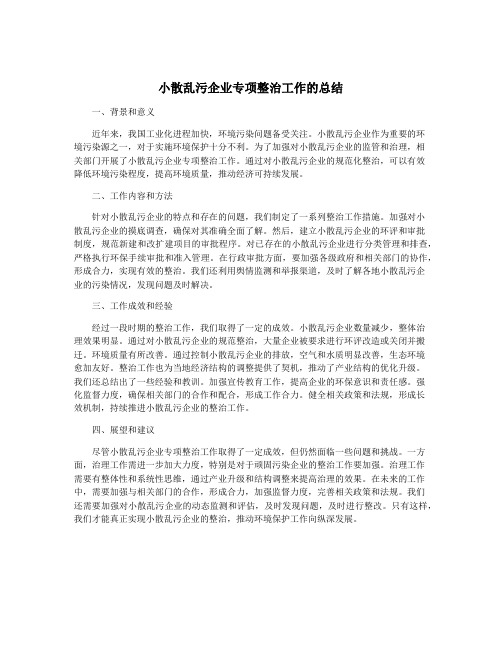 小散乱污企业专项整治工作的总结