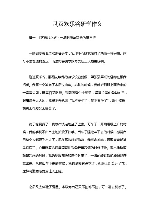 武汉欢乐谷研学作文