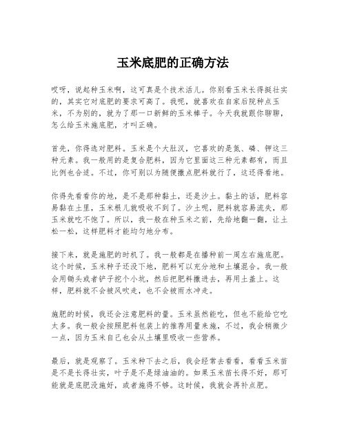 玉米底肥的正确方法