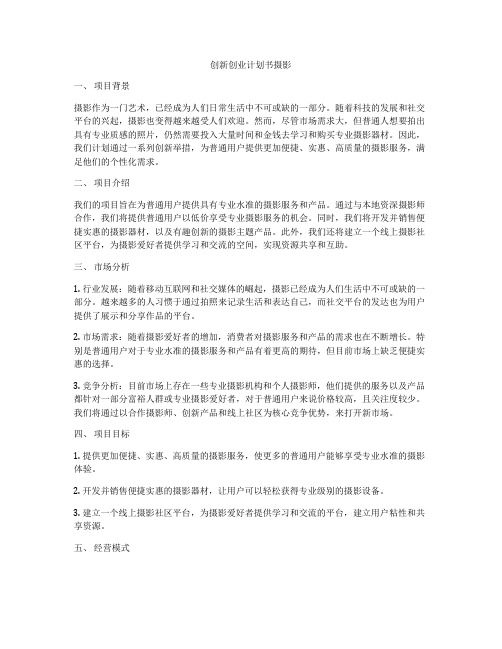 创新创业计划书摄影