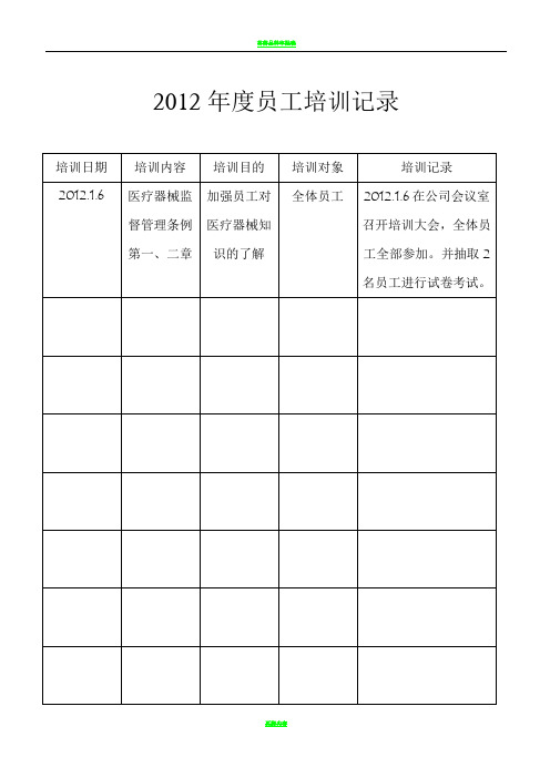 医疗器械质量管理记录表格(竖表)