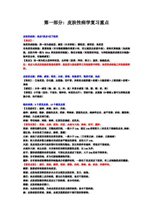 皮肤性病学复习重点+名解+简答