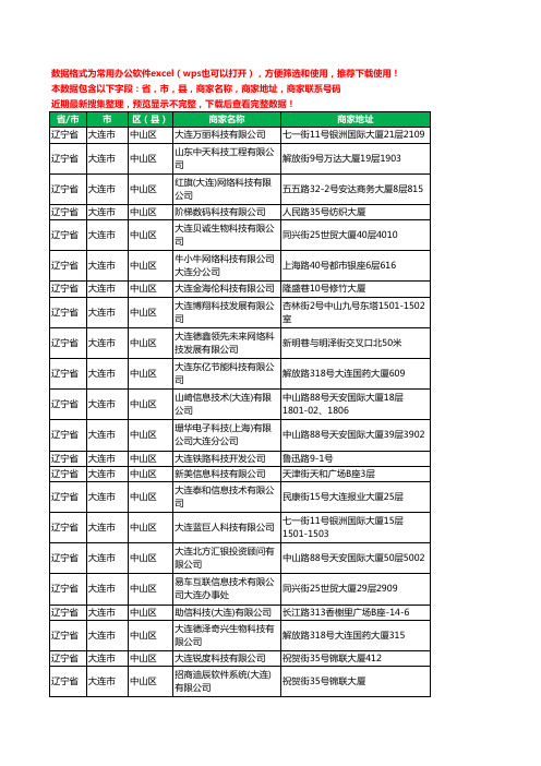 2020新版辽宁省大连市中山区网络科技有限公司工商企业公司商家名录名单黄页联系电话号码地址大全77家