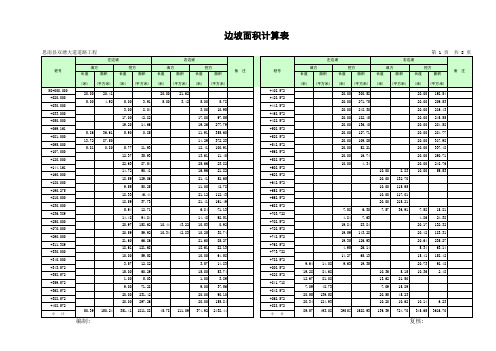 边坡面积表