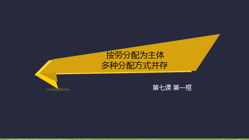 高中政治高一上学期 经济生活第三单元第七课 按劳分配为主体 多种分配方式并存2