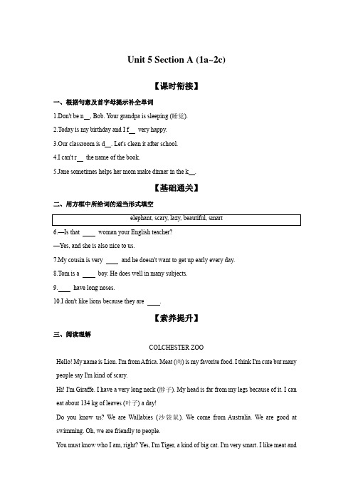 Unit 5 Section A (1a~2c) 分层作业  人教版英语七年级下册 