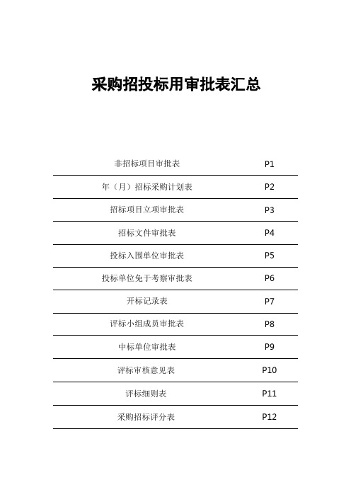 采购招投标用审批表汇总