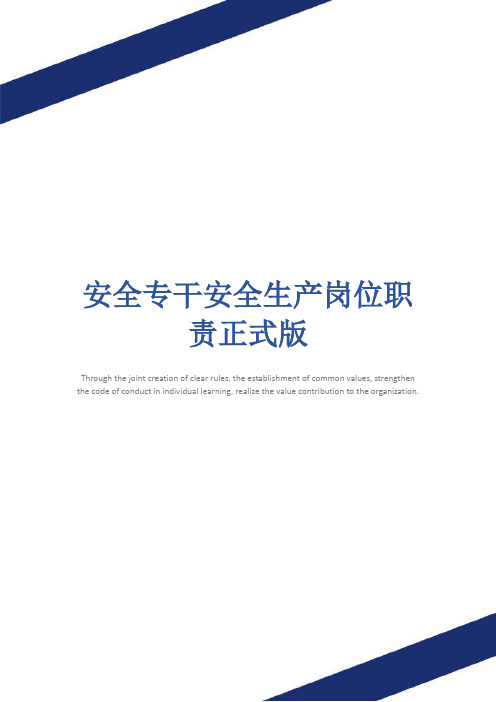 安全专干安全生产岗位职责正式版