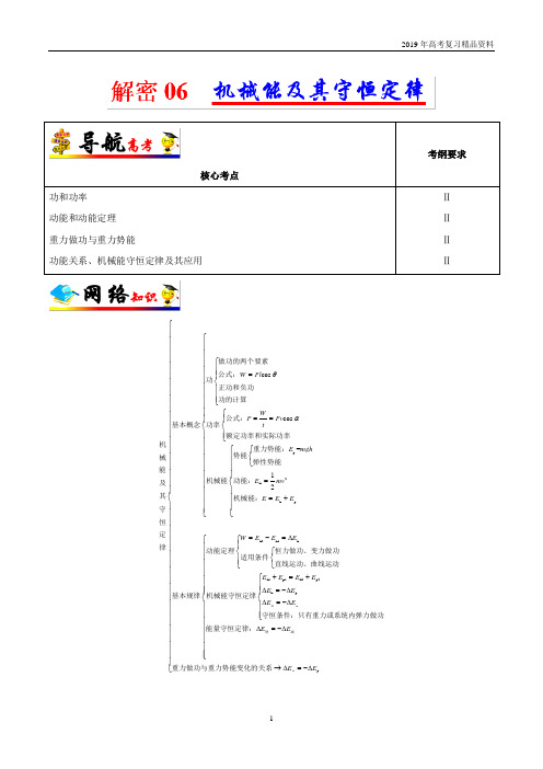 解密06 机械能及其守恒定律-备战2019年高考物理之高频考点解密