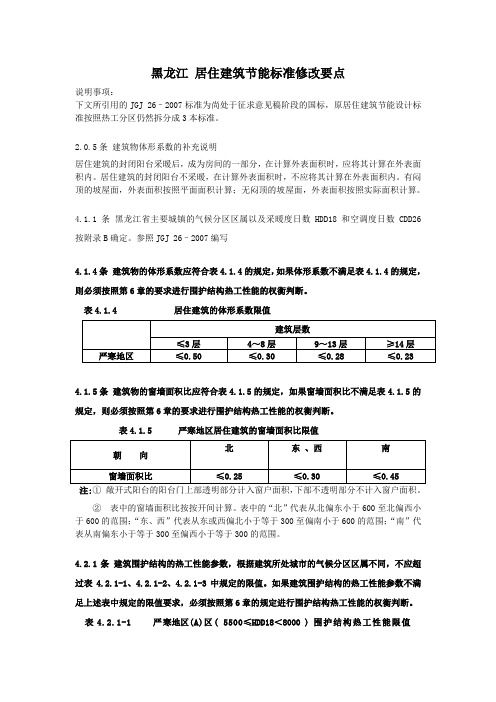 HeiLongjiang 黑龙江居住建筑节能标准要点