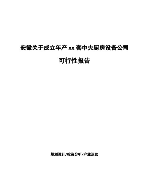 安徽关于成立年产xx套中央厨房设备公司可行性报告