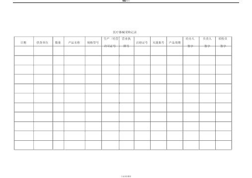 医疗器械采购记录表格
