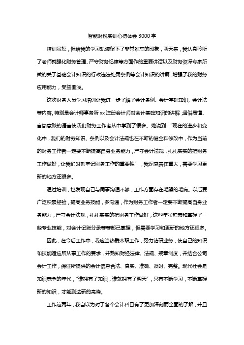 智能财税实训心得体会3000字