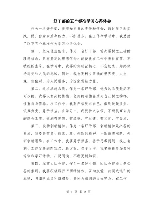 好干部的五个标准学习心得体会