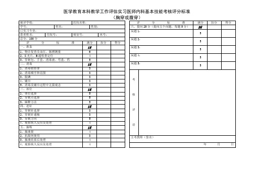 医学学习资料：内科技能评分标准