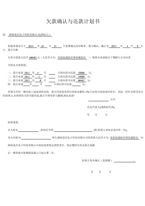 (8)欠款确认与还款计划书