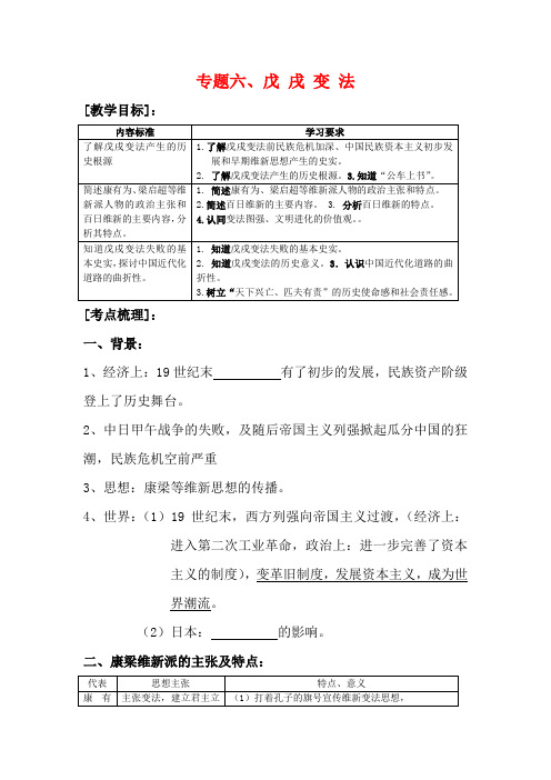 高中历史《戊戌变法》教案5 人民版选修1