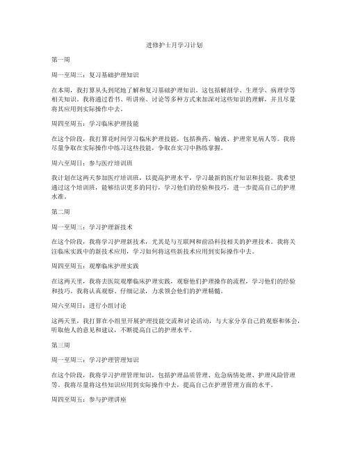 进修护士月学习计划