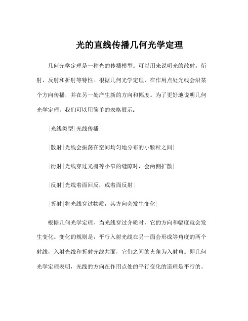 光的直线传播 几何光学定理