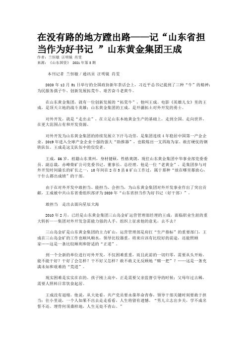 在没有路的地方蹚出路——记“山东省担当作为好书记 ”山东黄金集团王成