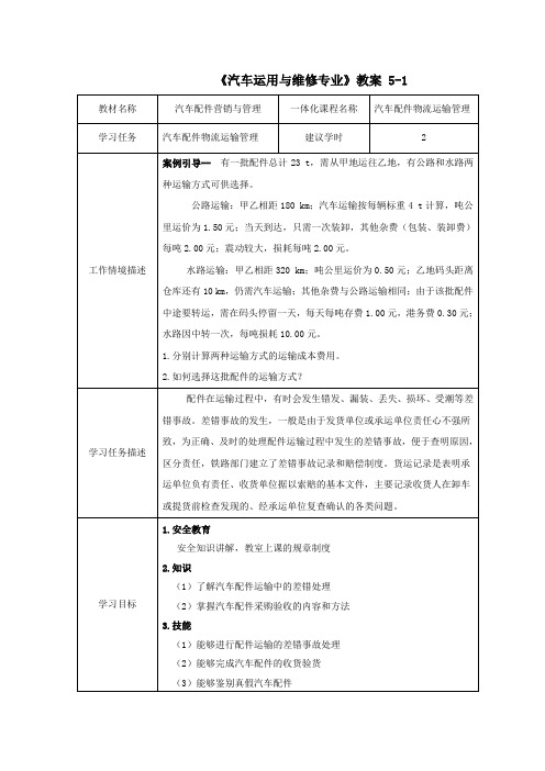 汽车配件教案5-1