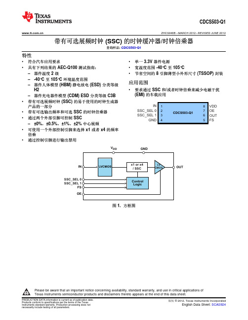 带有可选展频时钟 (SSC) 的时钟缓冲器 时钟倍乘器