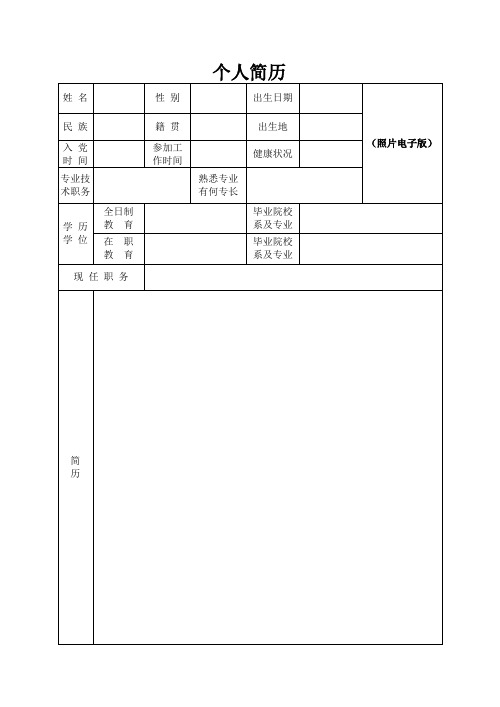 贵州电力有限公司个人简历模板