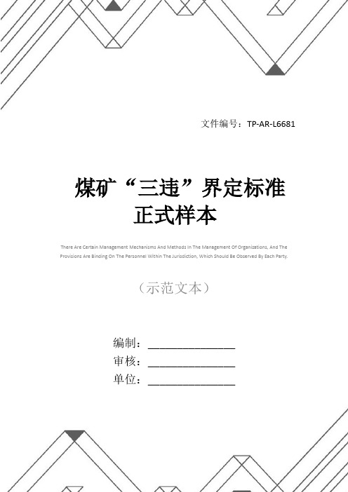 煤矿“三违”界定标准正式样本