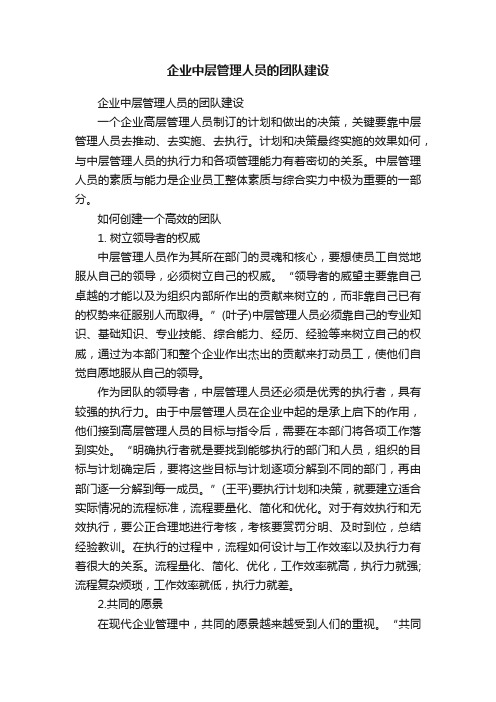 企业中层管理人员的团队建设