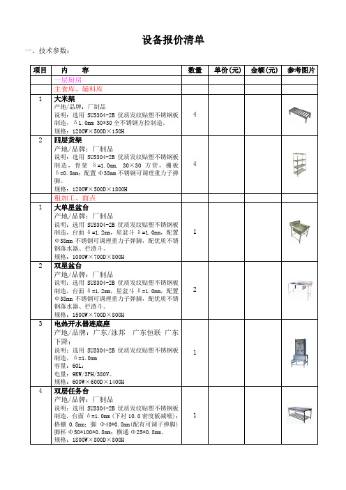 设备报价清单