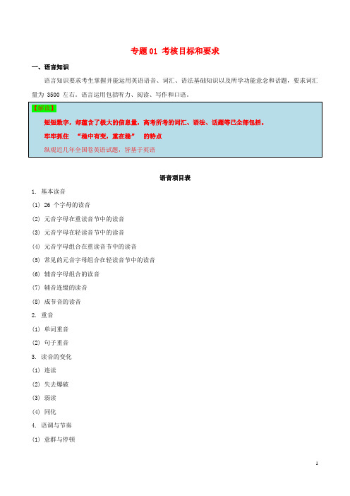 2019年高考英语考试大纲解读专题01考核目标和要求含解析