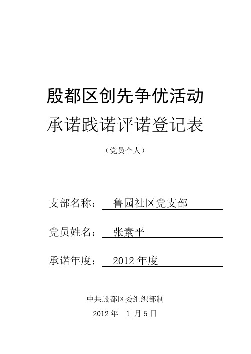 党员个人承诺践诺评诺登记表