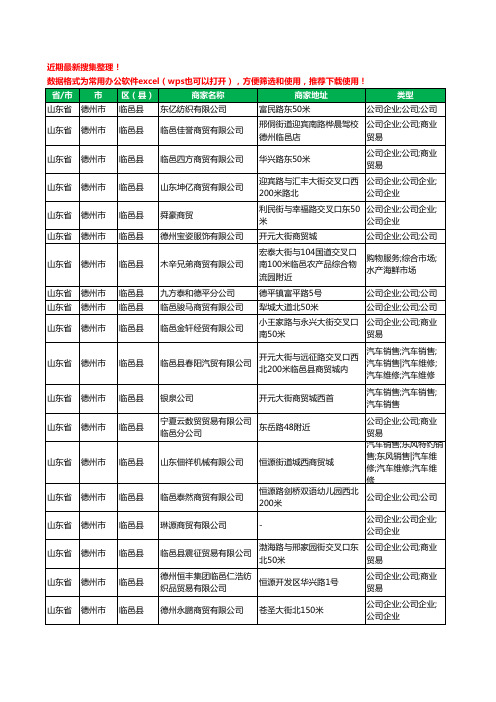 2020新版山东省德州市临邑县商贸有限公司工商企业公司商家名录名单黄页联系方式大全22家