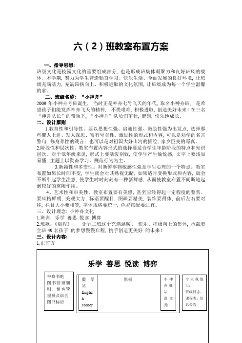 六(2)班教室布置方案