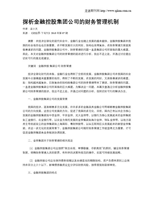 探析金融控股集团公司的财务管理机制