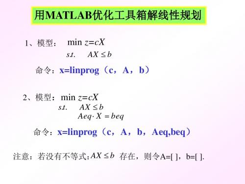 用MATLAB求解线性规划